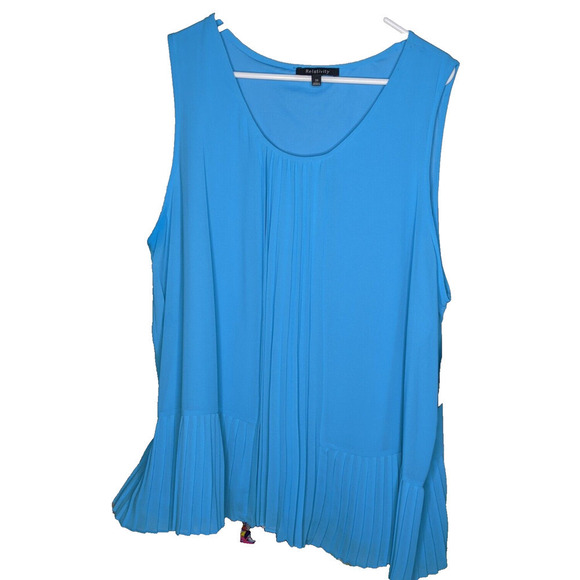 NEW Relativity Pleated Sleeveless Tunic Top Size 3X Turquoise Blue NEW - Picture 10 of 10